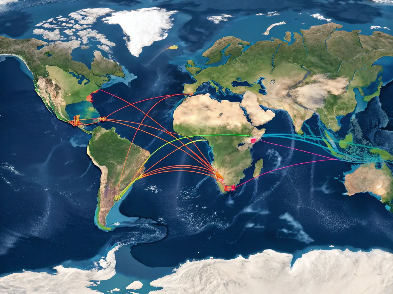 A world map highlighting DC SHIPPING's key operational regions, including Dubai, the USA, Europe, and the Americas, visually representing the company's extensive global network.