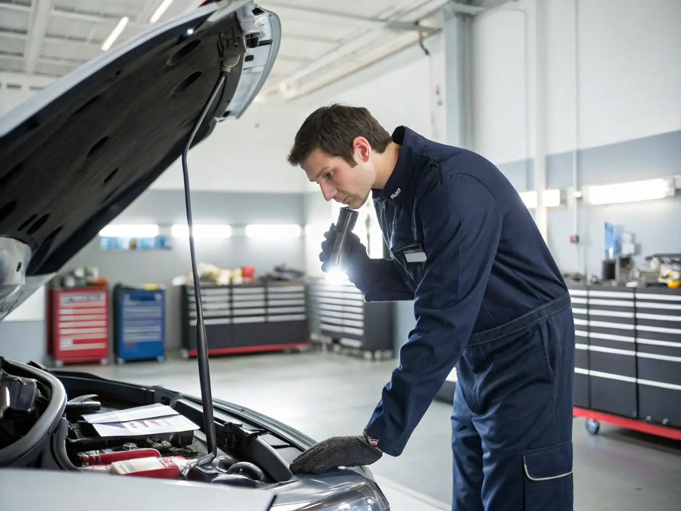A close-up shot of DC SHIPPING's expert team meticulously inspecting a vehicle, showcasing their attention to detail and commitment to quality in vehicle import and export processes.