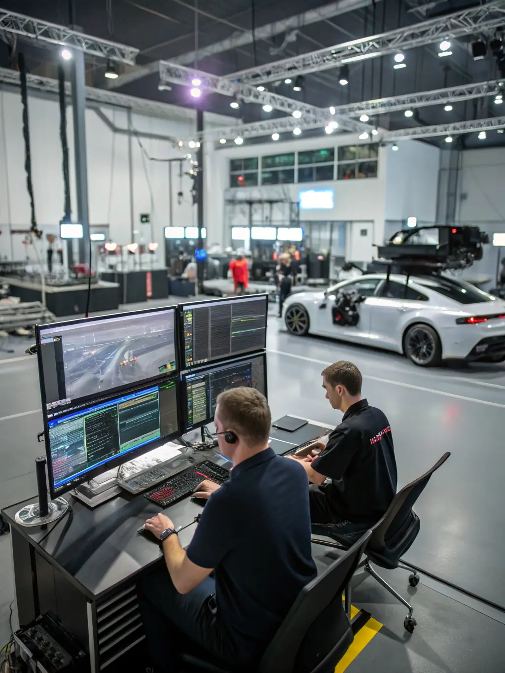 A photograph showcasing a vehicle undergoing homologation testing in a certified facility, emphasizing the importance of compliance.